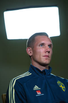 Robin Olsen of the Swedish national football team at a