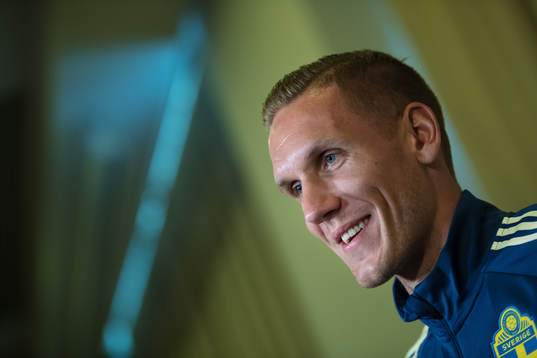 Robin Olsen of the Swedish national football team at a