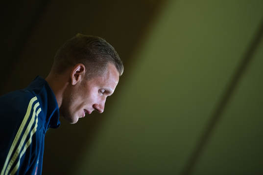 Robin Olsen of the Swedish national football team at a