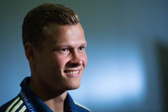 Viktor Claesson of the Swedish national football team at a