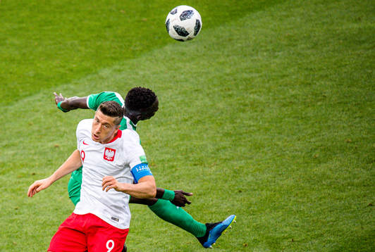 Robert Lewandowski of Poland and Idrissa Gana Gueye of