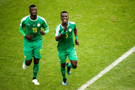 Idrissa Gana Gueye of Senegal celebrates the 0-1 goal