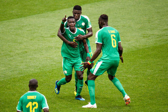 Idrissa Gana Gueye of Senegal celebrates the 0-1 goal