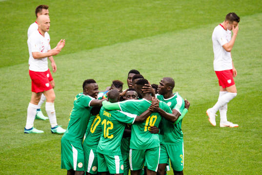 Idrissa Gana Gueye of Senegal celebrates the 0-1 goal
