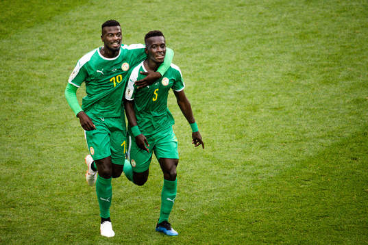 Sadio Mane and Idrissa Gana Gueye of Senegal celebrates the