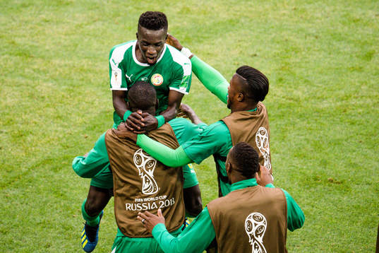Idrissa Gana Gueye of Senegal celebrates the 0-1 goal