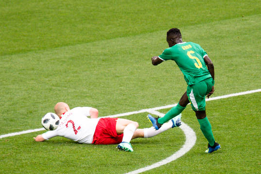 Idrissa Gana Gueye of Senegal scores the 0-1 goal