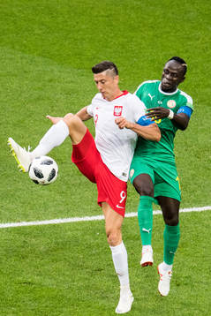 Robert Lewandowski of Poland and Sadio Mane of Senegal