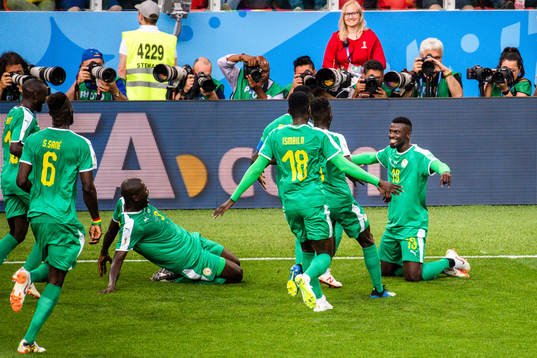 Mbaye Niang of Senegal celebrates