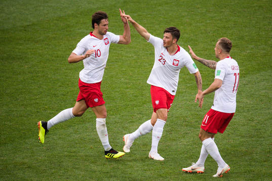 Grzegorz Krychowiak, Dawid Kownacki and Kamil Grosicki of