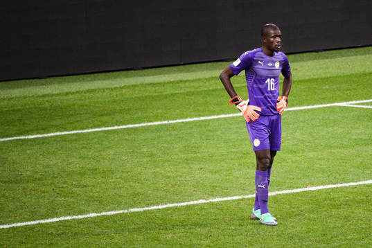 goalkeeper Khadim Ndiaye of Senegal looks dejected