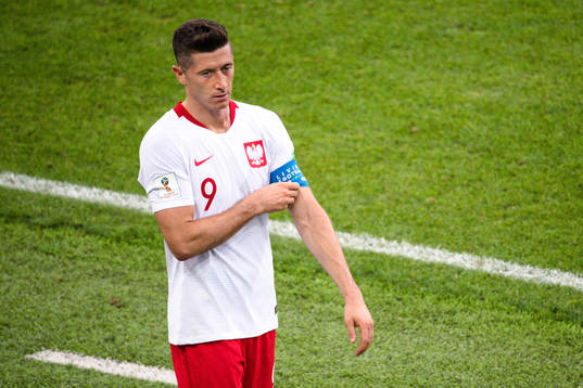 Robert Lewandowski of Poland looks dejected