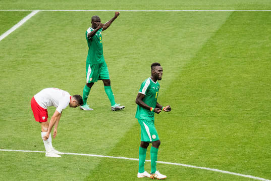 Kalidou Koulibaly and Salif Sane of Senegal celebrates and