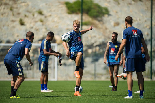 Oscar Hiljemark of the Swedish national football team at a