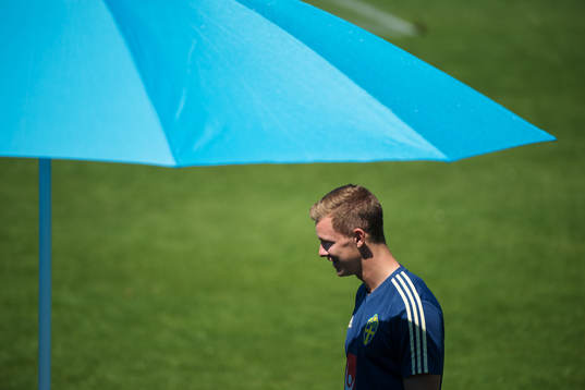 Emil Krafth of the Swedish national football team at a