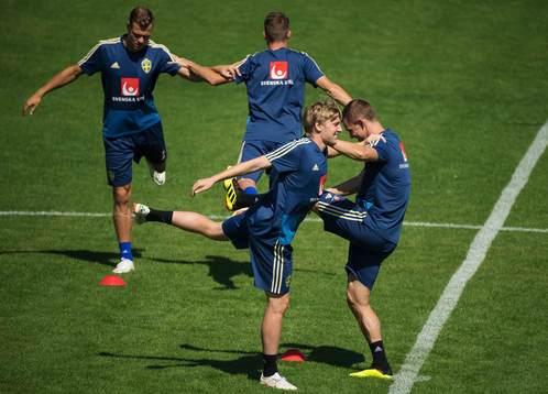 Emil Forsberg and Emil Krafth of the Swedish national