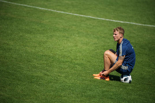 Oscar Hiljemark of the Swedish national football team at a