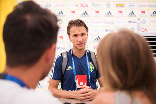 Albin Ekdal of the Swedish national football team at a