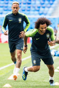 Marcelo and Neymar of Brazil