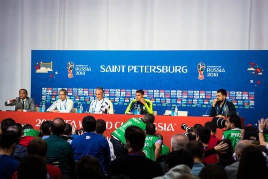 Head coach Tite and Thiago Silva of Brazil
