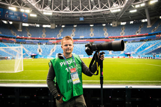 Petter Arvidson photographer at Bildbyrån pose for a