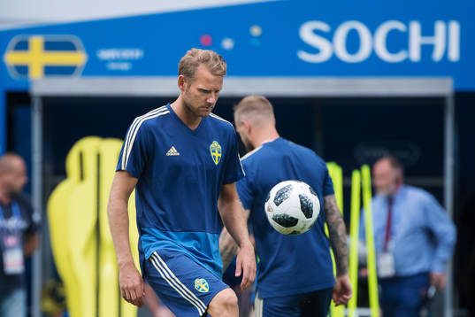 Ola Toivonen of the Swedish national football team at a
