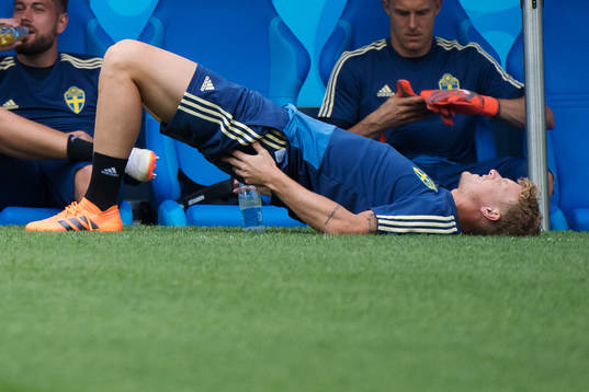 Oscar Hiljemark of the Swedish national football team at a