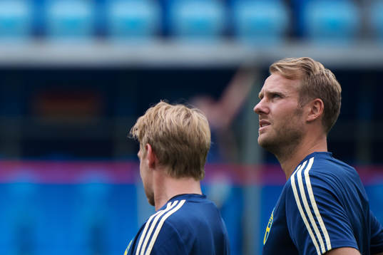 Ola Toivonen of the Swedish national football team at a