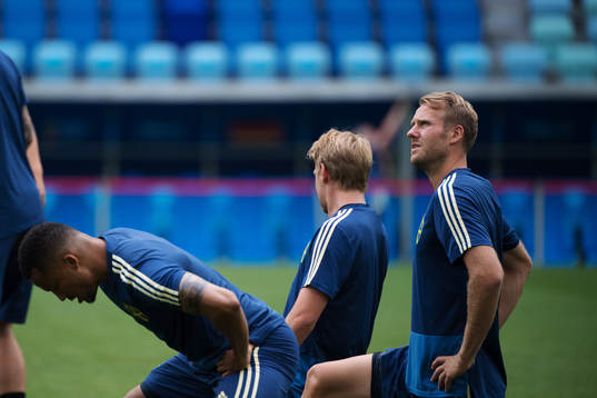 Ola Toivonen of the Swedish national football team at a