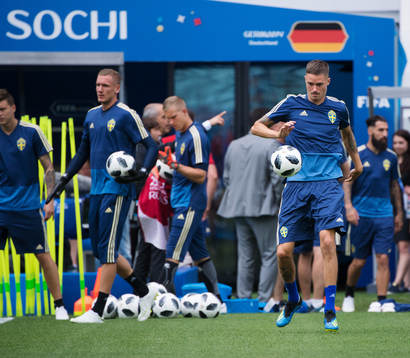 Mikael Lustig of the Swedish national football team at a