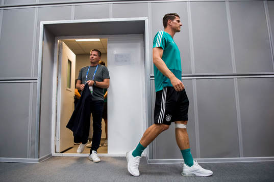 Mario Gomez of the German national football team at a press