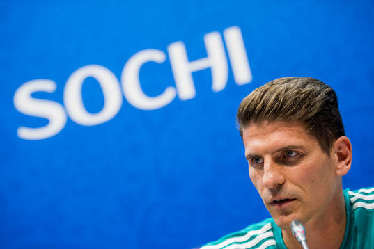 Mario Gomez of the German national football team at a press