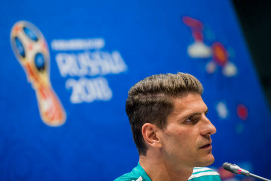 Mario Gomez of the German national football team at a press