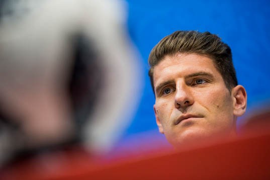 Mario Gomez of the German national football team at a press