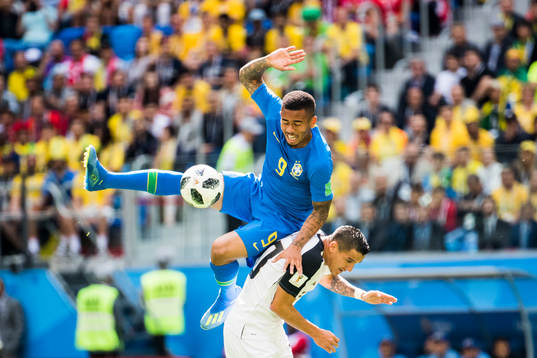 Gabriel Jesus of Brazil and David Guzman of Costa Rica