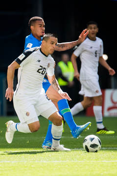 David Guzman of Costa Rica and Gabriel Jesus of Brazil
