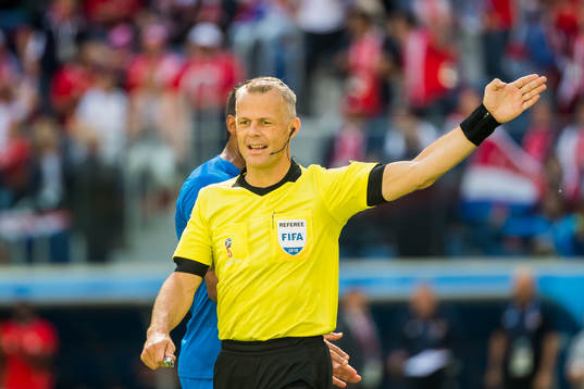 Referee Björn Kuipers of Netherlands