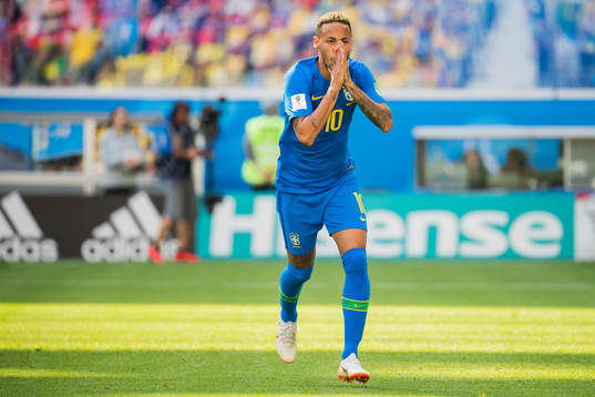 Neymar of Brazil looks dejected