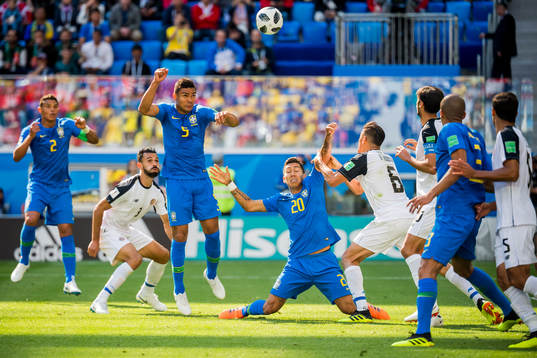Casemiro and Roberto Firmino of Brazil