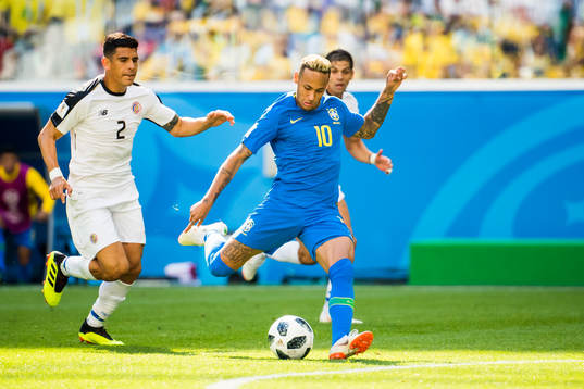 Johnny Acosta of Costa Rica and Neymar of Brazil
