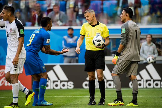Gabriel Jesus of Brazil reacts