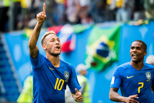 Neymar of Brazil celebrates