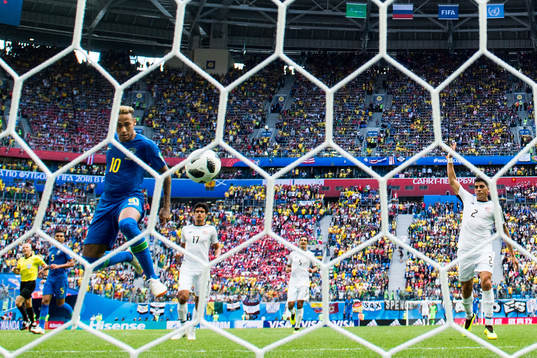 Neymar of Brazil scores 2-0