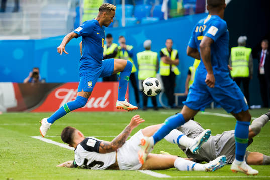 Neymar of Brazil scores 2-0