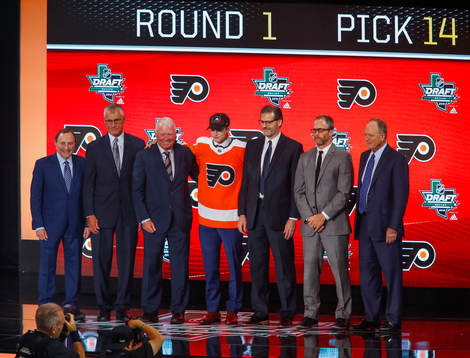 Joel Farabee of the United States poses with team