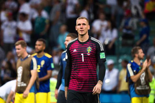 goalkeeper Robin Olsen of Sweden looks dejected