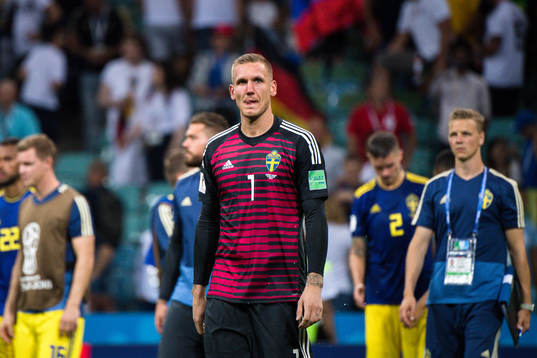 goalkeeper Robin Olsen of Sweden looks dejected