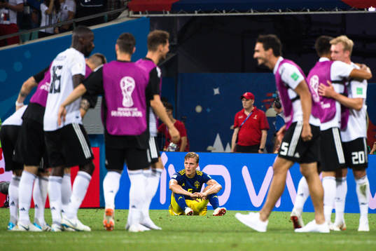 Ludwig Augustinsson of Sweden looks dejected