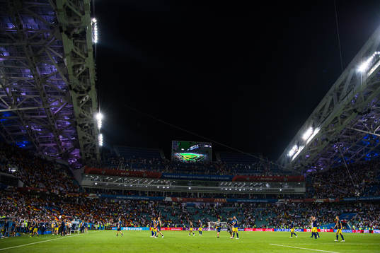 Players of Sweden leaves the pitch