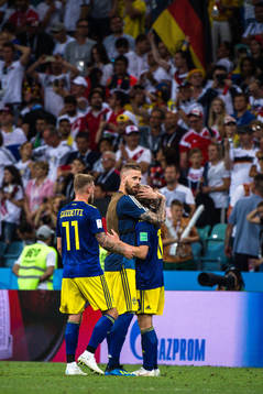 John Guidetti and Pontus Jansson of Sweden looks dejected